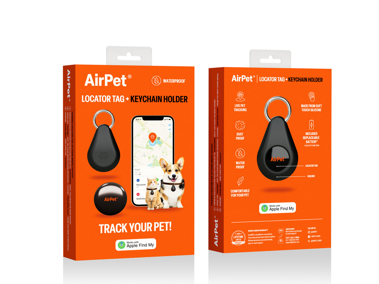 AIRPET - LOCATOR TAG & HOLDER: KEY RING HOLDER